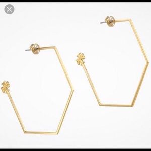 Tory Burch Gold Hexagon Hoop Earrings